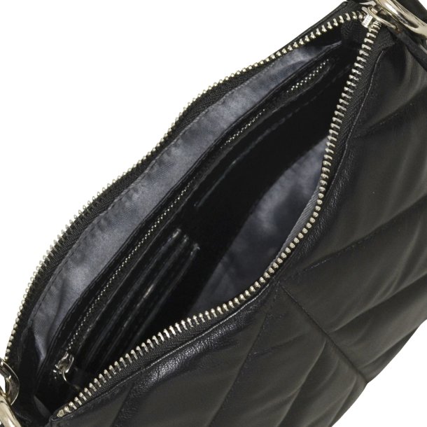 Amanda, Belsac sort crossbody i bldt lder med regulerbar rem 