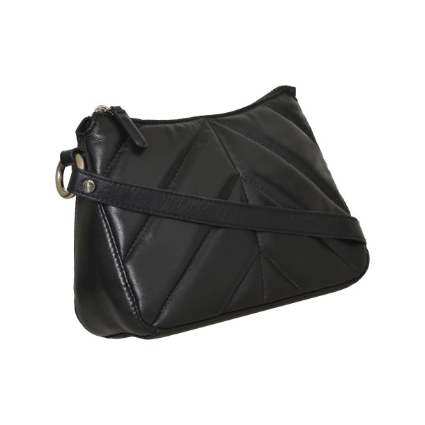 Amanda, Belsac sort crossbody i bldt lder med regulerbar rem 