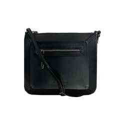 Luca, Belsac sort crossbody i skind med frontlomme og regulerbar rem