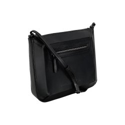 Luca, Belsac sort crossbody i skind med frontlomme og regulerbar rem