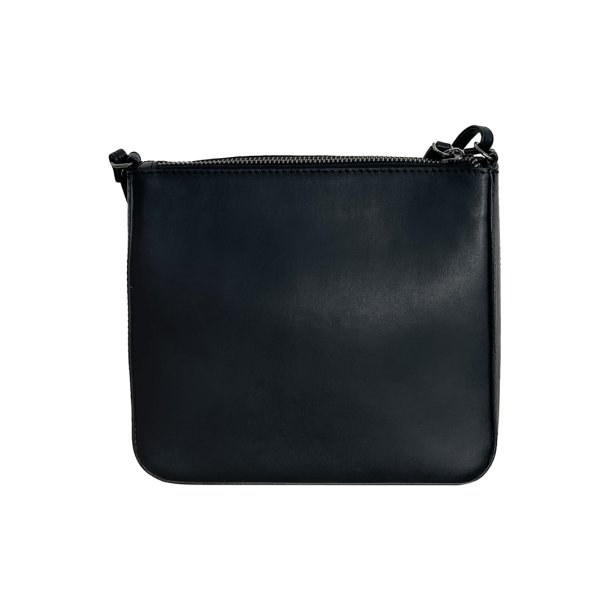Luca, Belsac sort crossbody i skind med frontlomme og regulerbar rem