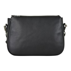 Cheyanne, Belsac sort crossbody i skind med kraftigt overslag og fast bund