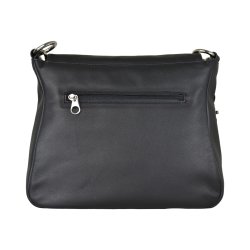 Chiazo, Belsac sort crossbody i skind med kraftigt overslag og fast bund