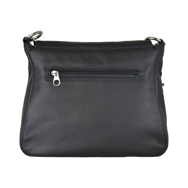 Chiazo, Belsac sort crossbody i skind med kraftigt overslag og fast bund