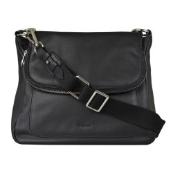 Chiazo, Belsac sort crossbody i skind med kraftigt overslag og fast bund