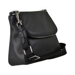 Chiazo, Belsac sort crossbody i skind med kraftigt overslag og fast bund