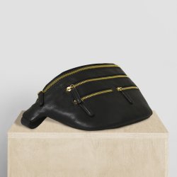 Odine,  Belsac sort b�ltetaske i skind med mange gode rum