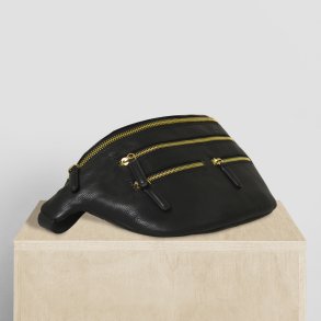 Odine,  Belsac sort b�ltetaske i skind med mange gode rum