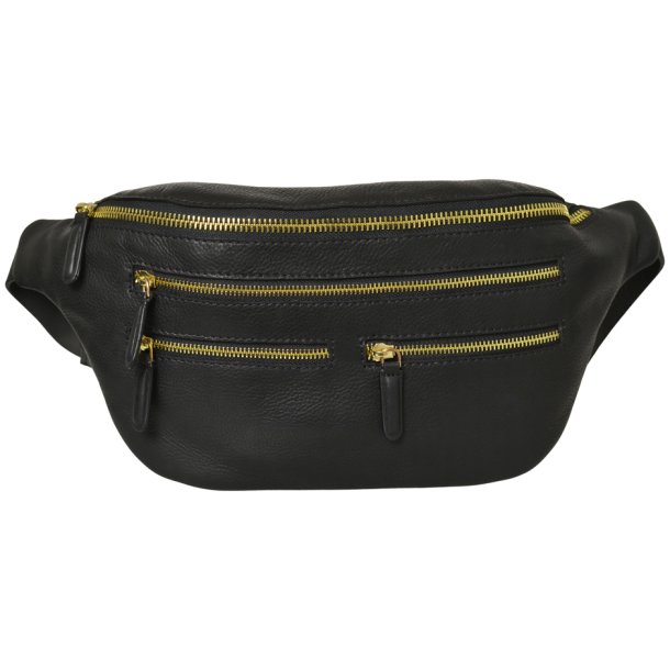 Odine,  Belsac sort b�ltetaske i skind med mange gode rum