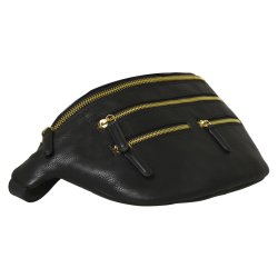 Odine,  Belsac sort b�ltetaske i skind med mange gode rum