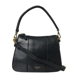 Philipa, Belsac sort skuldertaske i bl�dt skind med kraftige stikninger p� fronten