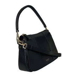 Philipa, Belsac sort skuldertaske i bl�dt skind med kraftige stikninger p� fronten