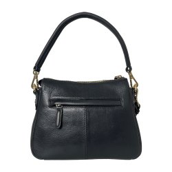 Philipa, Belsac sort skuldertaske i bl�dt skind med kraftige stikninger p� fronten