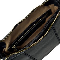 Philipa, Belsac sort skuldertaske i bl�dt skind med kraftige stikninger p� fronten