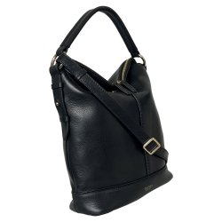 Pil, Belsac sort skuldertaske i bl�dt skind med kraftig rem