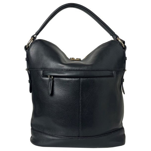 Pil, Belsac sort skuldertaske i bl�dt skind med kraftig rem