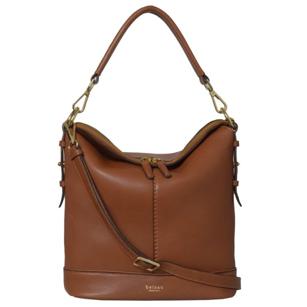 Pil, Belsac cognac skuldertaske i bl�dt skind med kraftig rem