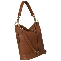 Pil, Belsac cognac skuldertaske i bl�dt skind med kraftig rem