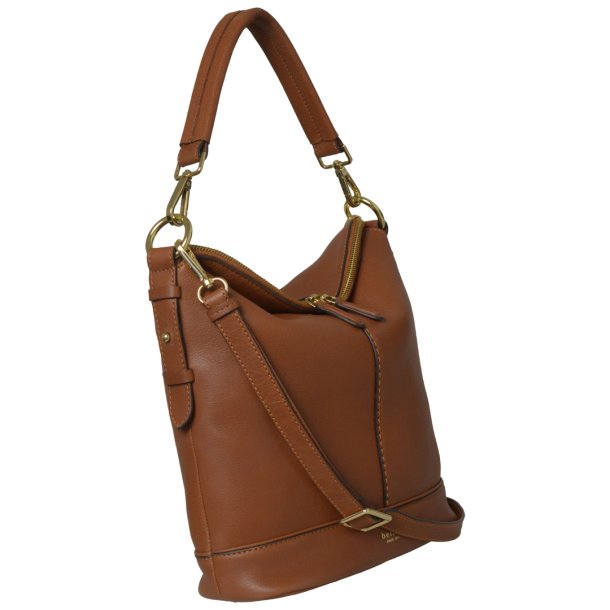 Pil, Belsac cognac skuldertaske i bl�dt skind med kraftig rem