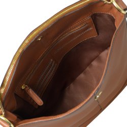 Pil, Belsac cognac skuldertaske i bl�dt skind med kraftig rem