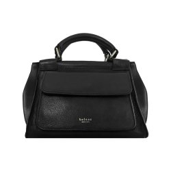 Rachel, Belsac sort crossbody i skind med frontlomme og lang regulerbar rem