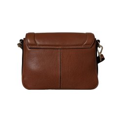 Rhina, Belsac cognac crossbody i skind med overslag og lang regulerbar rem