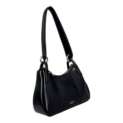 Rebecca, Belsac sort skuldertaske i skind med kraftig rem