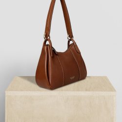 Rebecca, Belsac cognac skuldertaske i skind med kraftig rem