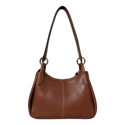 Rebecca, Belsac cognac skuldertaske i skind med kraftig rem