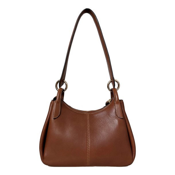 Rebecca, Belsac cognac skuldertaske i skind med kraftig rem