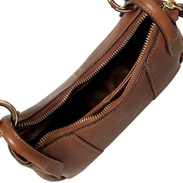 Rebecca, Belsac cognac skuldertaske i skind med kraftig rem