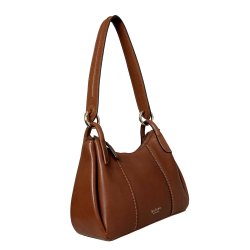 Rebecca, Belsac cognac skuldertaske i skind med kraftig rem