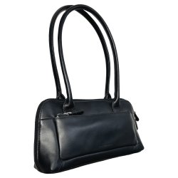 Amaliemia, Belsac sort skuldertaske i skind med kraftig skulderrem