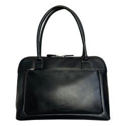 Amaliya, Belsac sort skuldertaske i skind med kraftig skulderrem og flere rum