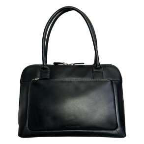 Amaliya, Belsac sort skuldertaske i skind med kraftig skulderrem og flere rum