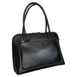 Amaliya, Belsac sort skuldertaske i skind med kraftig skulderrem og flere rum