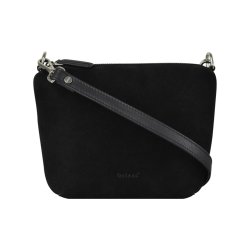 Ciana, Belsac sort crossbody i blødt skind med front i ruskind og lang rem