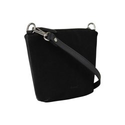 Ciana, Belsac sort crossbody i blødt skind med front i ruskind og lang rem