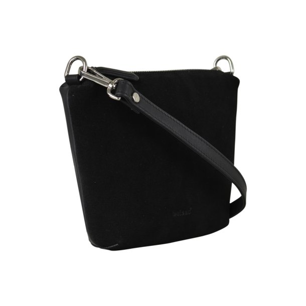 Ciana, Belsac sort crossbody i blødt skind med front i ruskind og lang rem