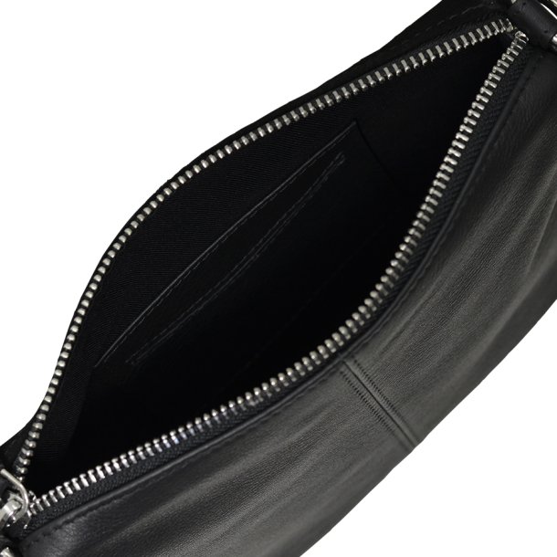Ciana, Belsac sort crossbody i blødt skind med front i ruskind og lang rem