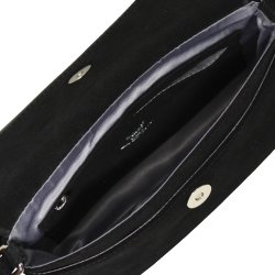 Elia, Belsac sort crossbody i ruskind med overslag og regulerbar rem