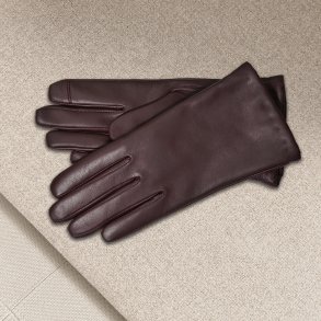 Masha, Belsac kort skindhandske i burgundy med touch