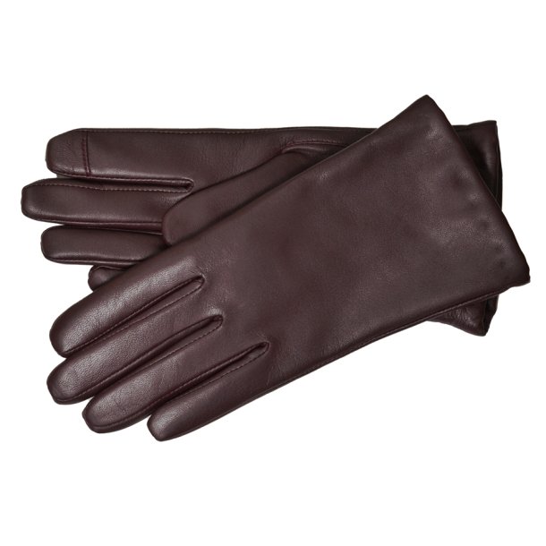 Masha, Belsac kort skindhandske i burgundy med touch