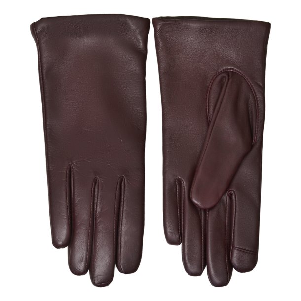 Masha, Belsac kort skindhandske i burgundy med touch