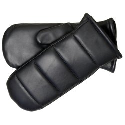 Mauda, Belsac skindluffe i sort med syninger p oversiden