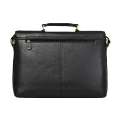 Pauline, Belsac sort arbejdstaske i skind med guldbeslag og flere rum