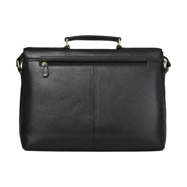 Pauline, Belsac sort arbejdstaske i skind med guldbeslag og flere rum