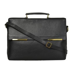 Pauline, Belsac sort arbejdstaske i skind med guldbeslag og flere rum