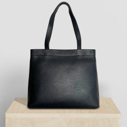 Serena, sort shopper/skuldertaske i skind med to skulderremme og et stort rum