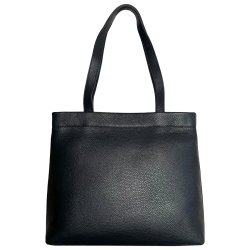 Serena, sort shopper/skuldertaske i skind med to skulderremme og et stort rum